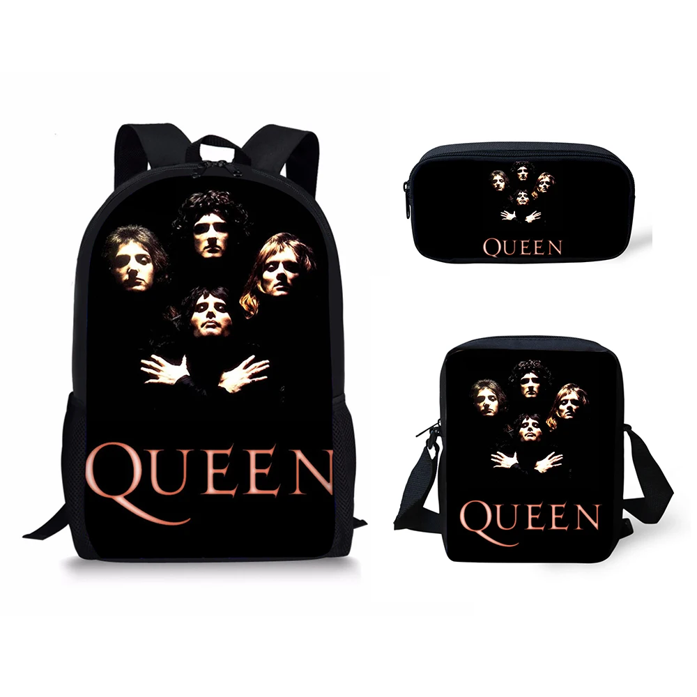 

Harajuku Novelty Queen Band Pattern 3pcs/Set Backpack 3D Print School Student Bookbag Laptop Daypack Shoulder Bag Pencil Case