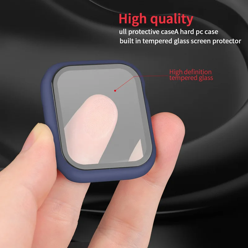 Glass+Cover For Apple Watch case 8 7 6 SE 5 3 iWatch Accessorie Screen Protector Apple watch serie 45mm 41mm 44mm 40mm 42mm 38mm