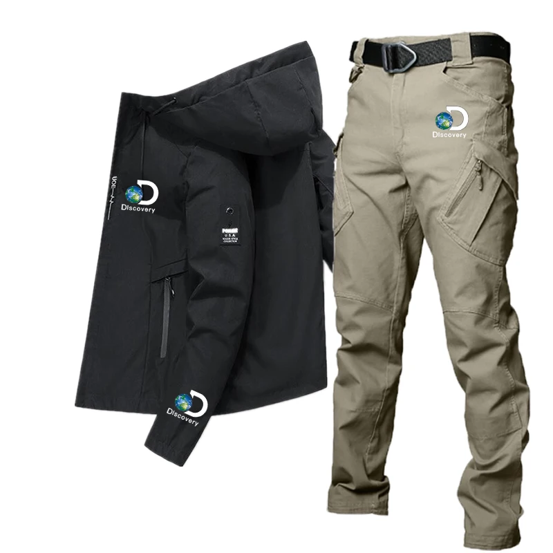 

Discovery Logo Spring and Autumn New Men's Set Outdoor Camping and Mountaineering Jacket Breathable and Waterproof Clothing