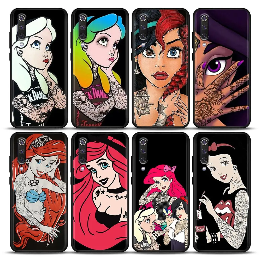 

Hot Tattoo Disney Princess Phone Case for Xiaomi A2 8 9 SE 9T 10 10T 10S CC9 CC9E Note 10 Lite Pro 5G Fundas Case Coques Capa