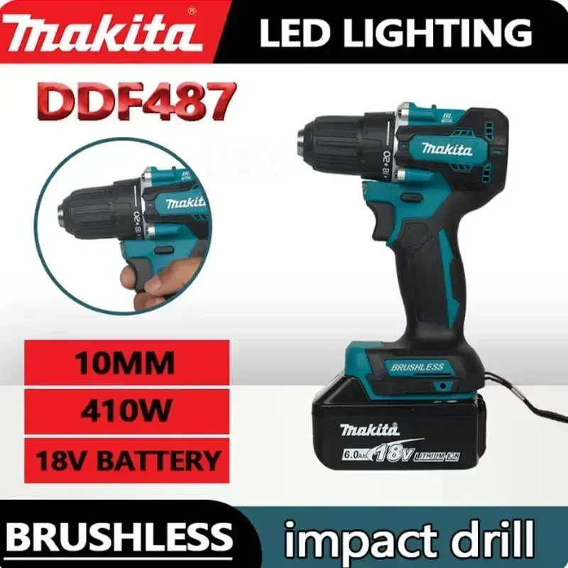 Makita DDF487 Отвертка Аккумуляторная ударная дрель 18 В Электрический бесщеточный