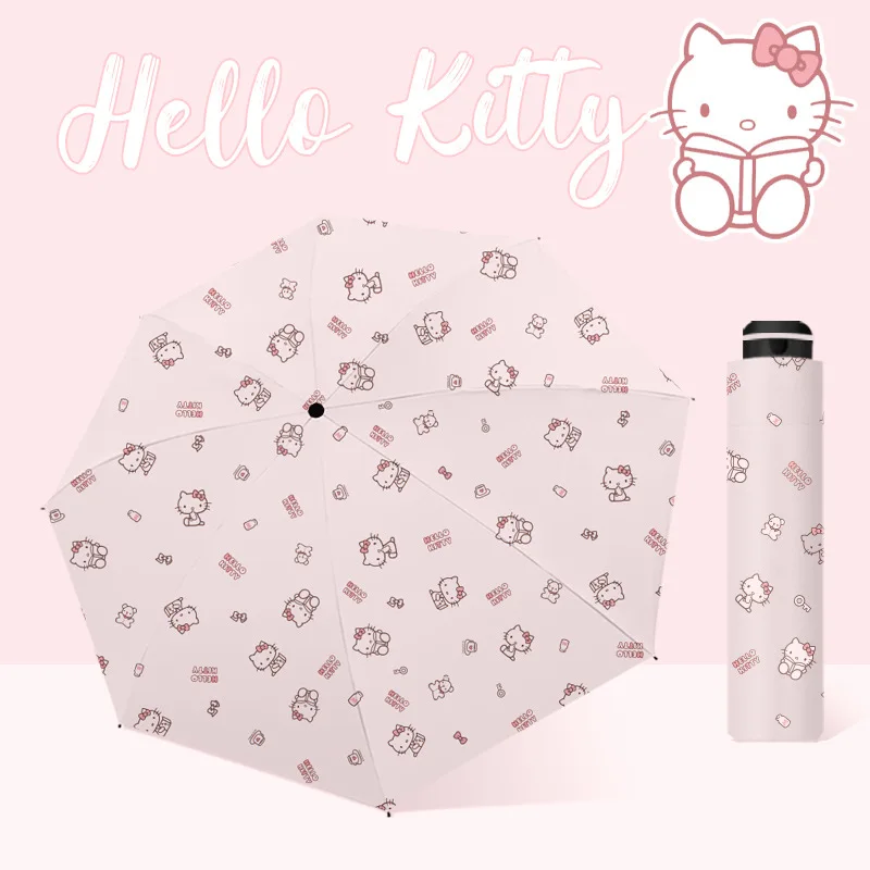 

Новый милый Зонт Hello Kitty, зонт Kuromi с рисунком из мультфильма, полностью автоматический складной зонт для путешествий, Подарочная игрушка