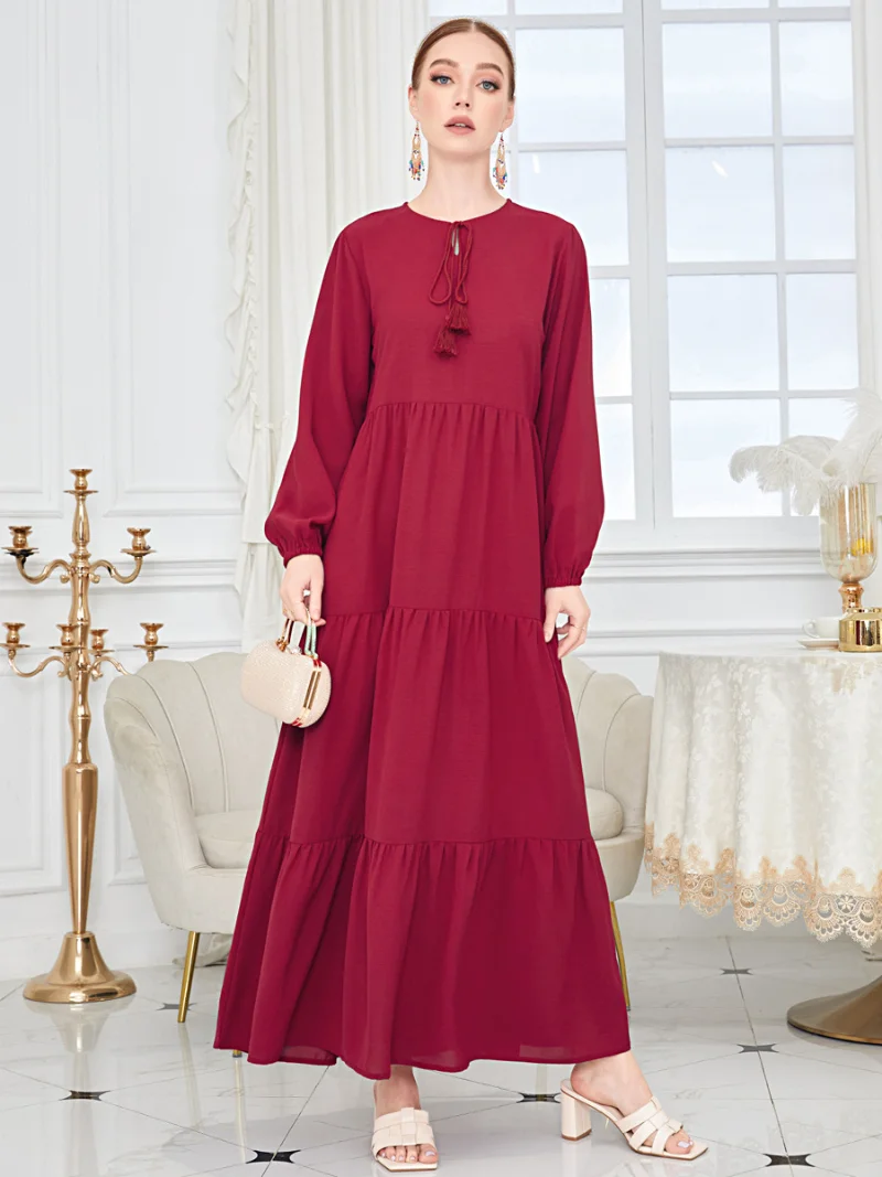 Muslim Dress Solid Color Robe Casual Abayas Women Dubai Vestido Elegant Ramadan Dresses Eid 2023 Middle East Turkey Dubai