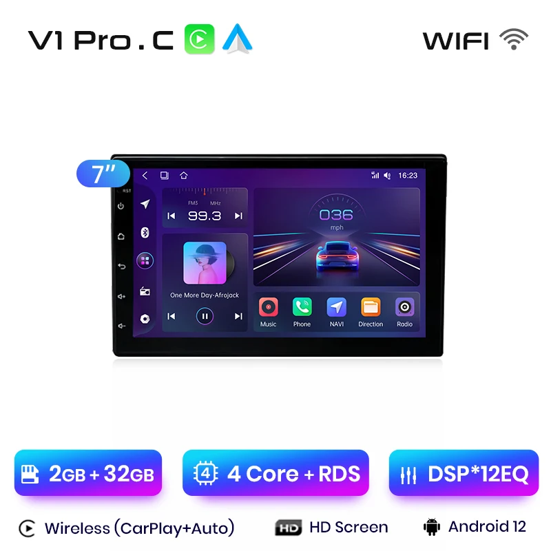 

Junsun 7-дюймовый беспроводной CarPlay Android Auto радио универсальный для VW Volkswagen Nissan Toyota Hyundai 4G автомобильная мультимедийная навигация