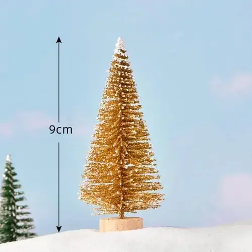 

7/9 см миниатюрный набор сизалевых деревьев с снежным покрытием и деревянной подставкой для рождественского ремесла, декор для террариума, кукольного домика