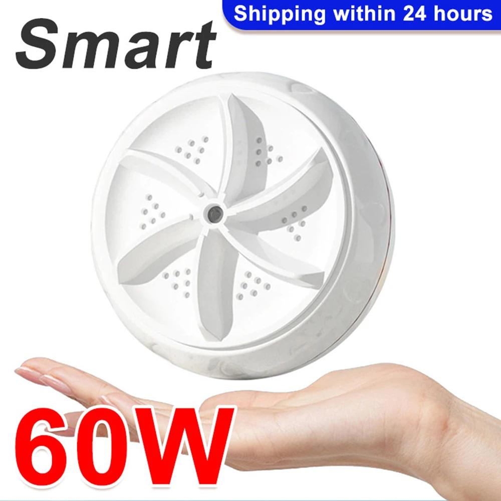 

60W Portable Turbo Washing Machine Hight Power Mini Ultrasonic Washer for Baby Clothes Underwear Socks Business Trip Travel USB