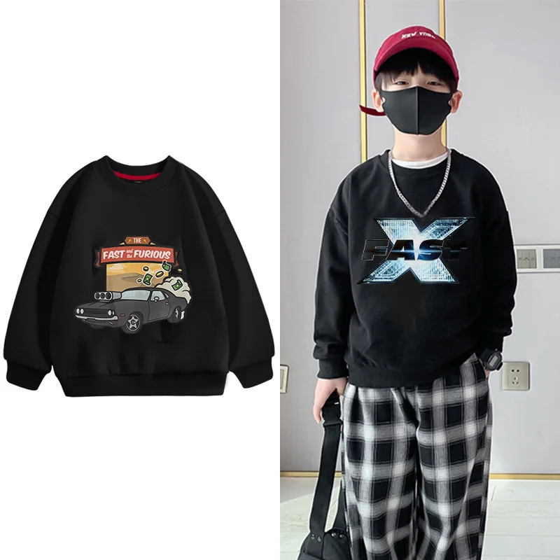 

Fast and Furious Children Sweatshirt Kawaii Pullover Fashion Harajuku Anime Cartoons Casual Clothes Girl Boy Kid Cotton Baby Top