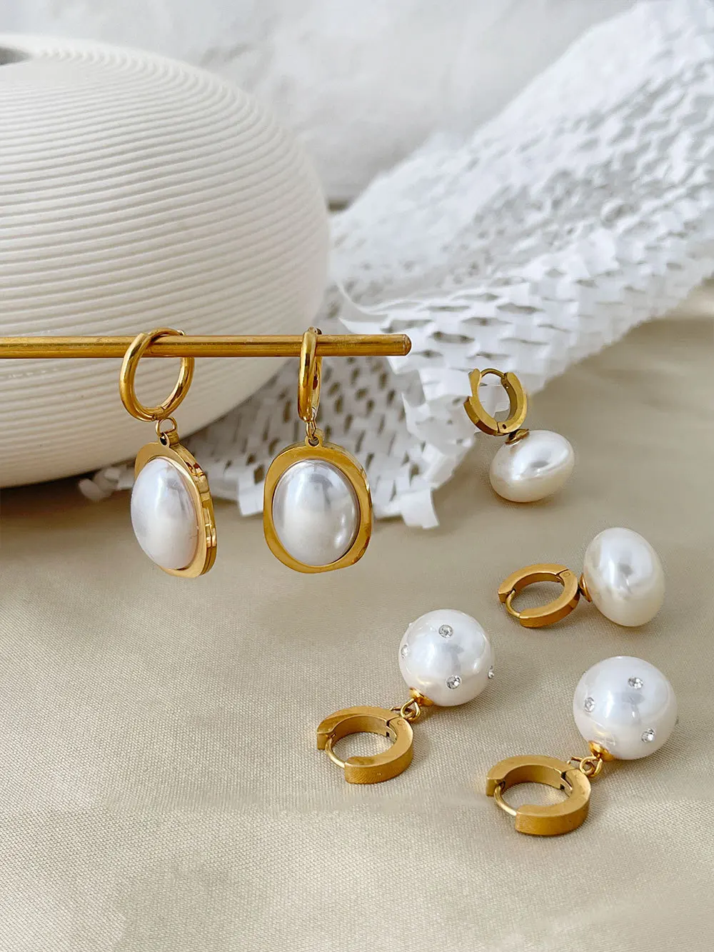 

Korean Fashion Unique Vintage Pearl Earrings For Women Cute Trending Personality Daily Earrings For Female Jewelry Party Gift