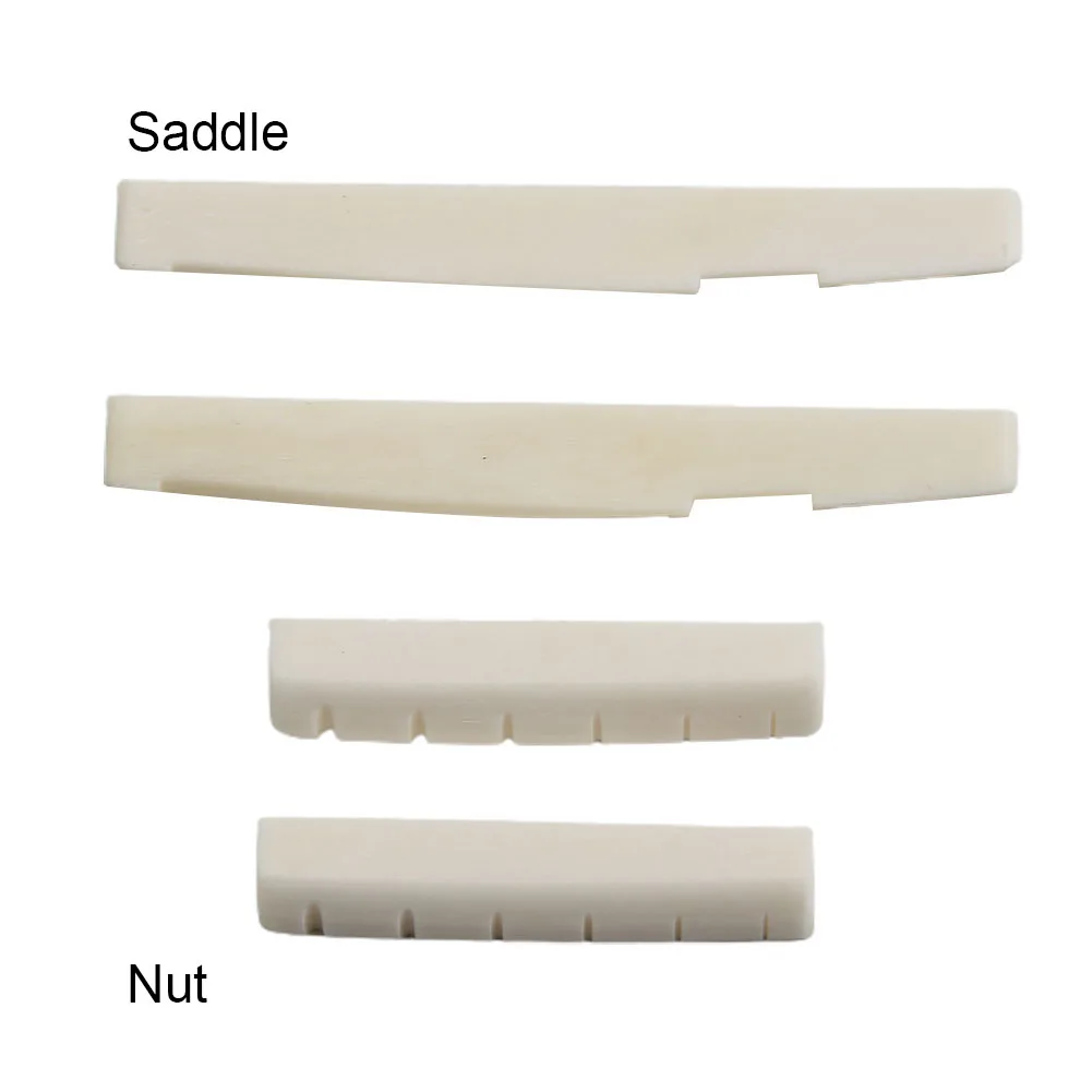 

2 Sets Of 4 Pcs 6 String Acoustic Guitar Bone Bridge Saddle 72mm And Nut 43mm Cow Bone Nut Top Folk Pillow Folk Bottom Pillow