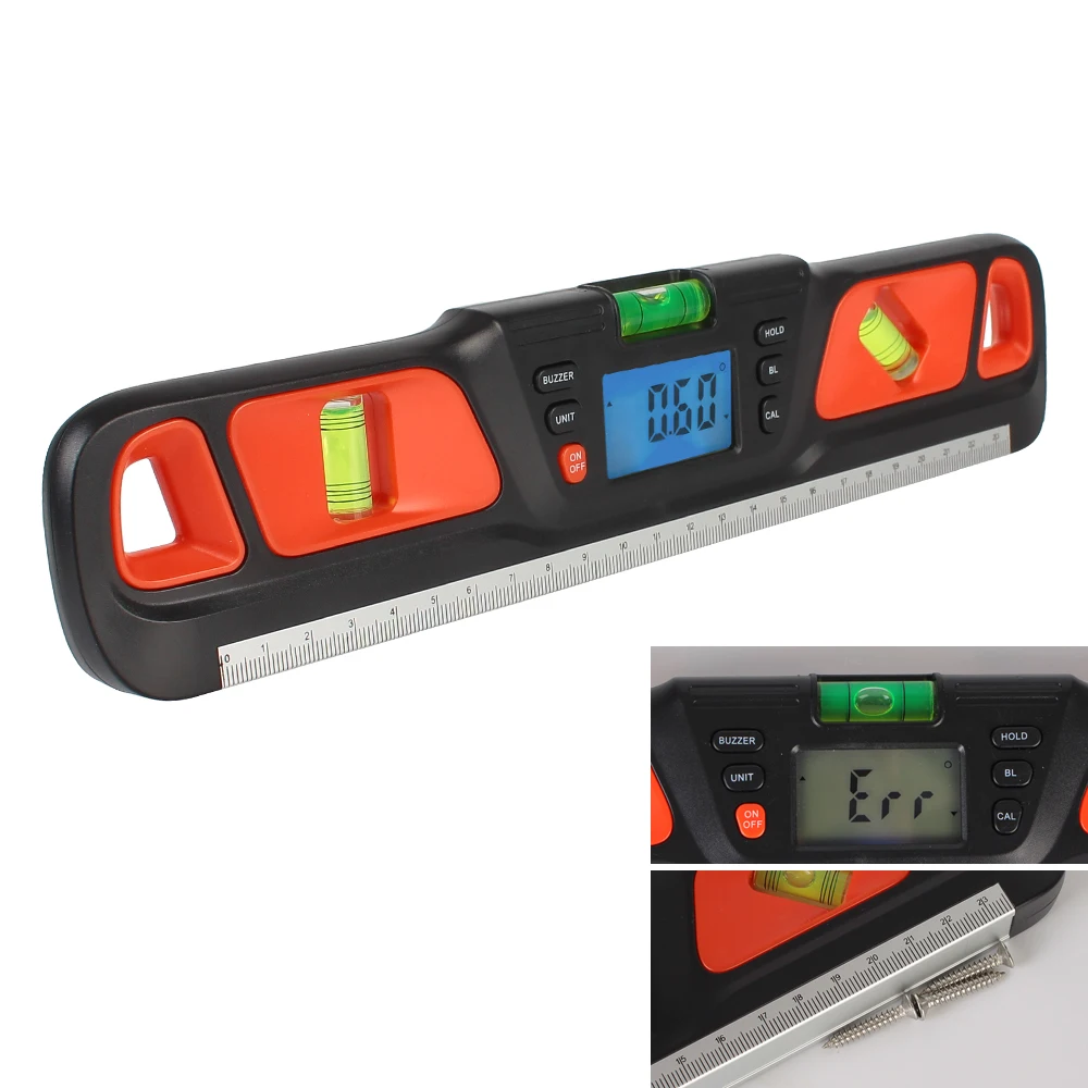 

360° Angle Finder Bubble Electric Level Protractor Digital Spirit Level Inclinometer Horizontal Scale Angle Slope Test Ruler