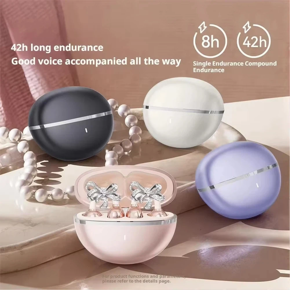 Беспроводные Bluetooth-наушники Vivo 2026 с креплением на ухо и съемными серьгами-бантиками из кристаллов для спорта и фитнеса. (art.: 3920d84ced534) - 3920d84ced534