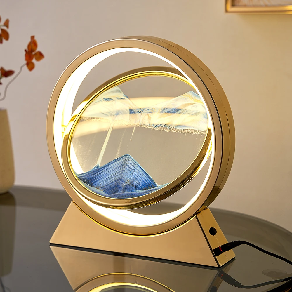 Настольная лампа с подвижным песком, 3D песочные часы для спальни, домашний декор, подарок