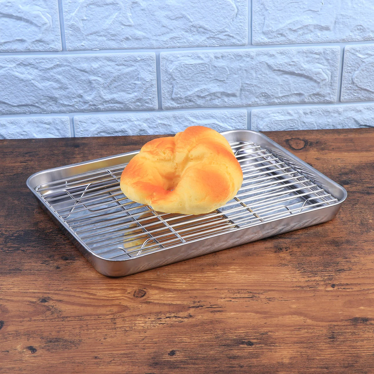 

Sheet and Rack Set Stainless Steel Roasting Pan Rectangular Deep Roaster Pan Tray Nonstick Steel Roaster Lasagna Pan Tray