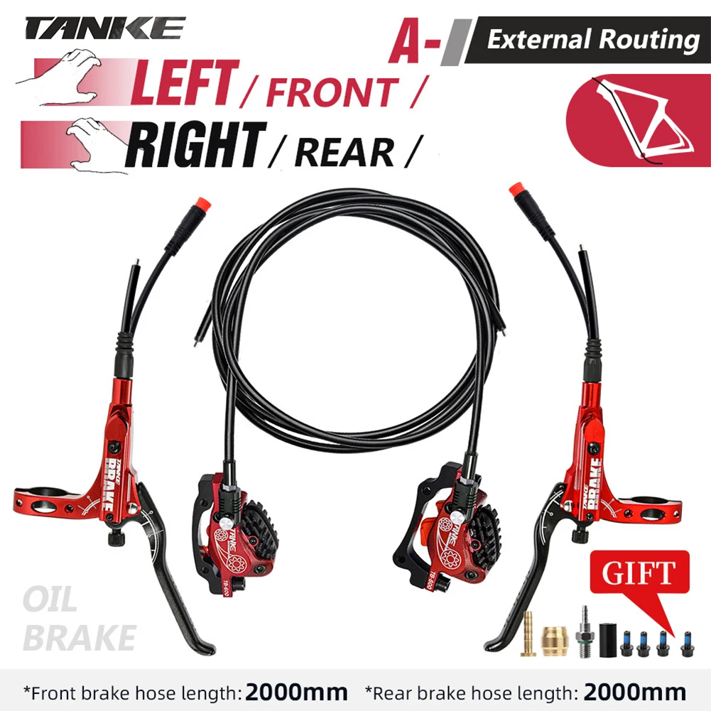 

Electric Disc Hydraulic Brake MTB 4 Piston Electric Disc Brake Electric Bicycle Scooter Power Off Oil Brakes F160-R140/ F180-R16