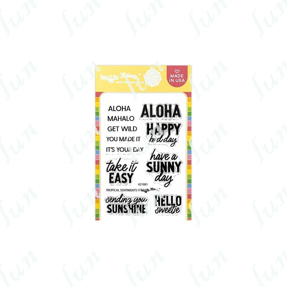 

Tropical Sentiments Clear Stamps DIY Scrapbooking Journal Collage Phone Diary Album Happy Plan Gift Decoration Embossing Molds
