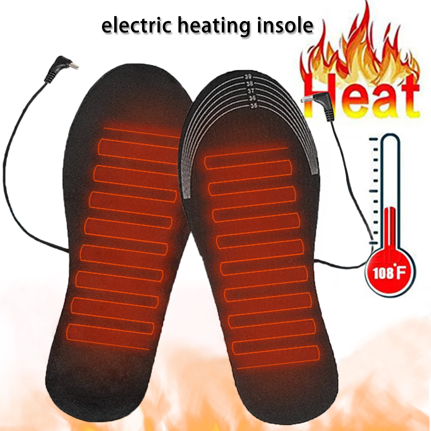 

30-46yards Winter Electric Heating Insoles Feet Warmer Thermal Shoes Sock Pad Heated Insoles Washable Full Foot Fever Warmer USB