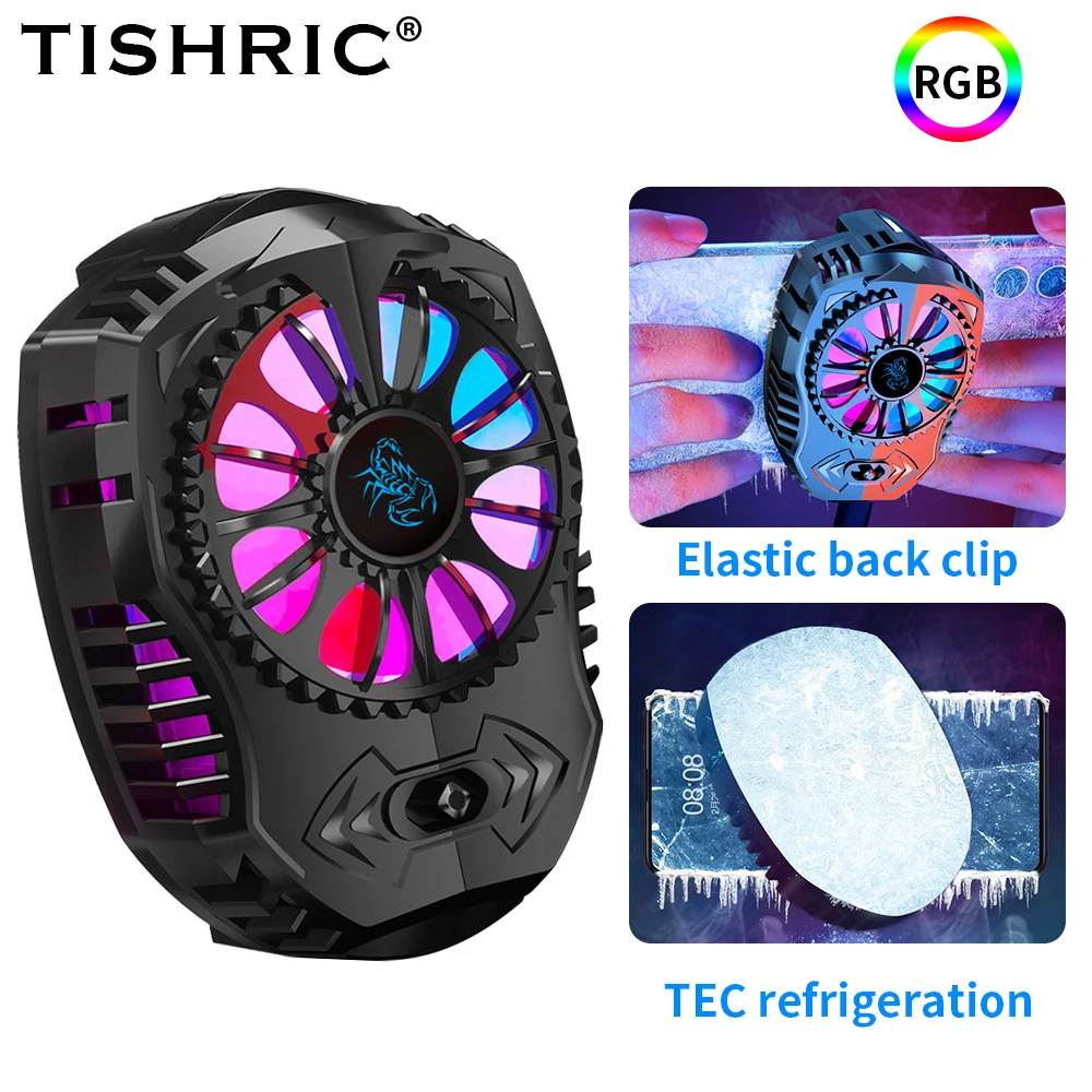 

TISHRIC Cooler для сотового телефона, мобильный телефон блокировщик радиатора, мини-вентилятор охлаждения USB, радиатор смартфона для игр прямой трансляции.