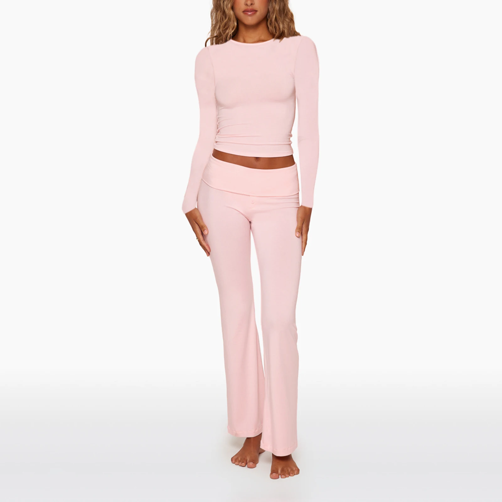 Женский однотонный спортивный костюм из двух предметов облегающая футболка с