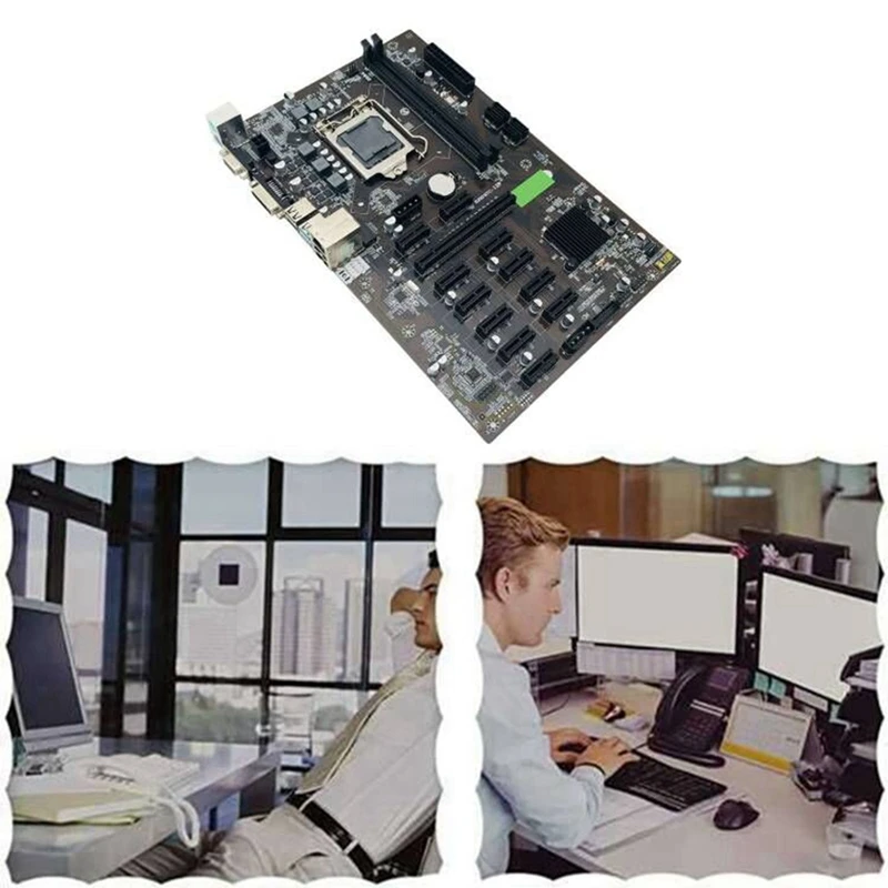 Материнская плата B250 BTC для майнинга LGA 1151 с 2XDDR4 4 Гб 2666 МГц ОЗУ + кабель коммутатора