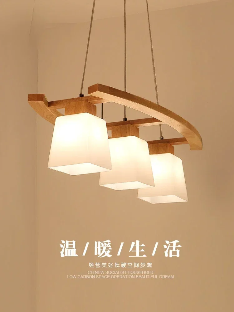 

Dining-Room Lamp Nordic Solid Wood Chandelier Simple Modern Creative Personality Three-Head Dining Table Bar Lamp