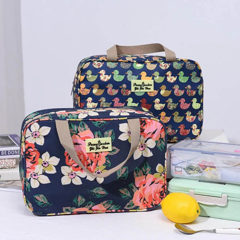 

Practical Toiletry Organizer Portable Peony Rose Print Toiletry Organizer Sturdy Handle Exquisite Cosmetic Bag Birthday Gift