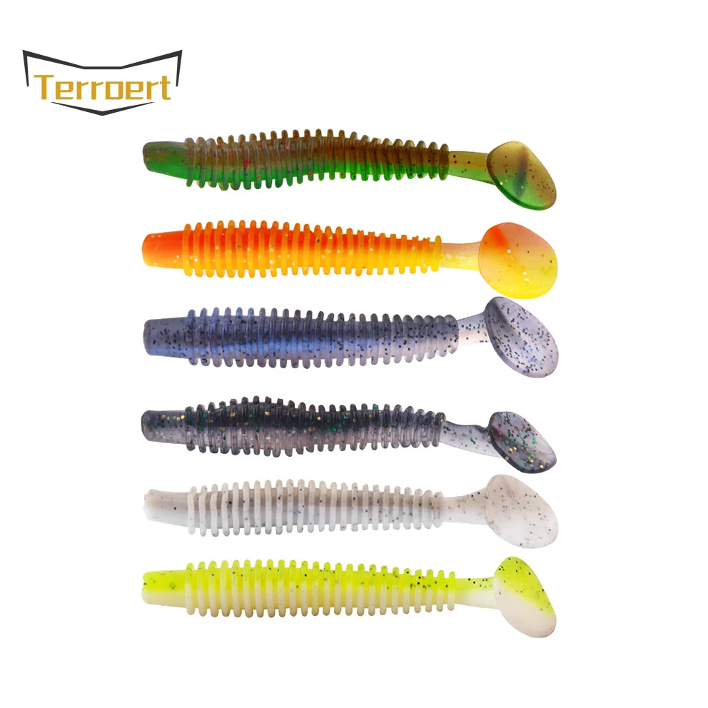 

1set Threaded T-Tail Soft Lures Worm Shrimp Fishy Lures for Perch Bass Carp Fish Bionic Artificial baits Fishing Tackle