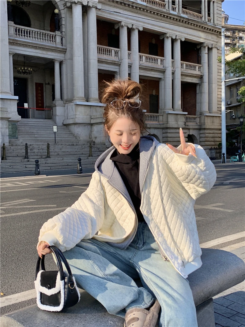 

GY1075 Winter Korean fur integrated casual retro cotton padded jacket