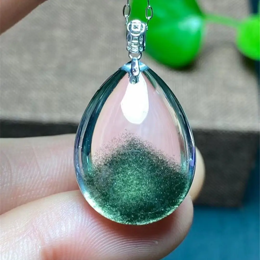 

Подвеска из натурального зеленого фантомного кварца для женщин и мужчин, красивый подарок для исцеления и красоты, бусины 21x15x9 мм, Хрустальн...