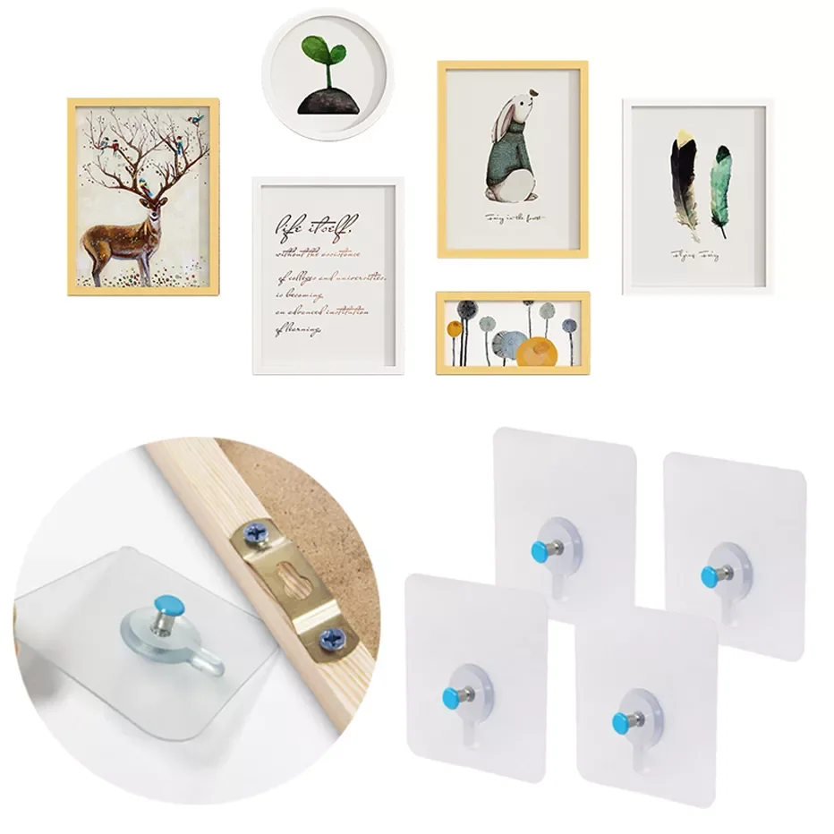 

NEW2023 4/8/12/16/20pcs/lot Picture Photo Frame Holder Rack Picture Wall Decoration Hanger Multi-use Self-adhesive Painting Hook