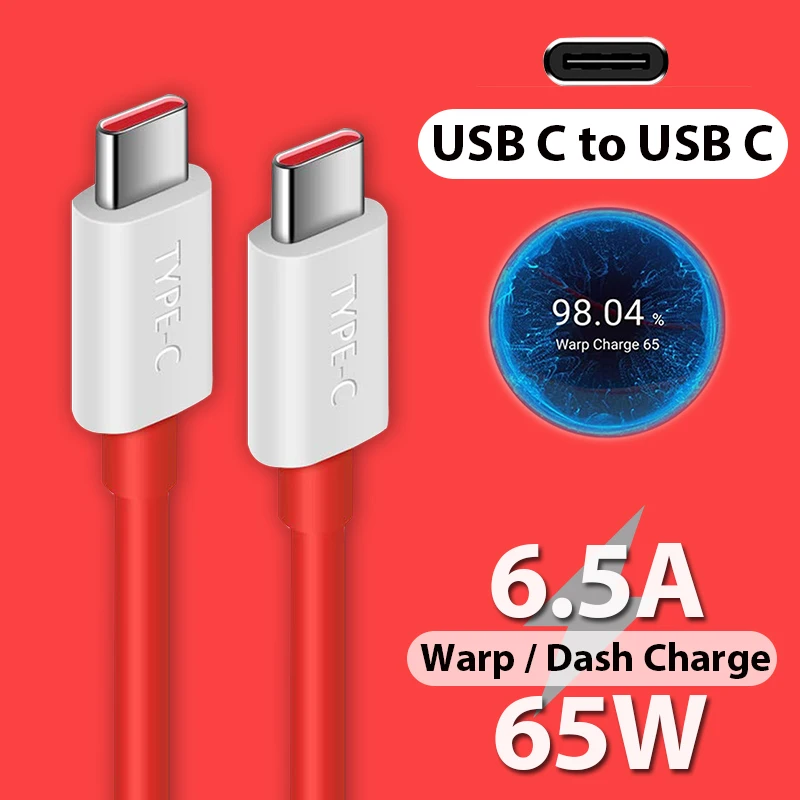Кабель зарядный с деформацией 65 Вт, а, Type C на Type C, Usb, PD, USBC для Oneplus 8T, One Plus 9, 8t, 8r, 8, 7