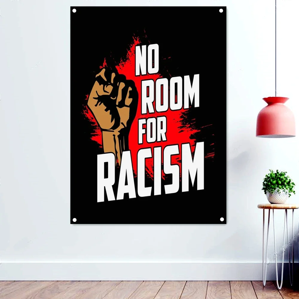 NO ROOM FOR RACISM Вдохновляющие тренировки Успіх Мотивация Плакат Обои Баннеры Флаг