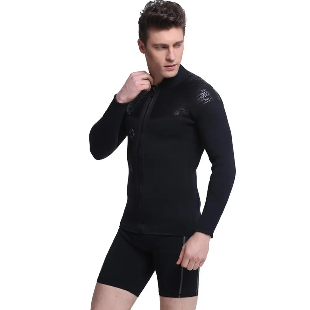 Male 3MM Neoprene Diving Suit SCR Thicken Coldproof Long Sleeve Top Front Zipper Swimwear Drop shipping