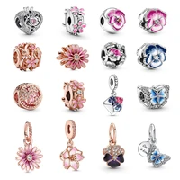 copper nickel alloy high quality colorfast diy bracelet charm beads rose gold daisy pendant new blue pink pansy beads