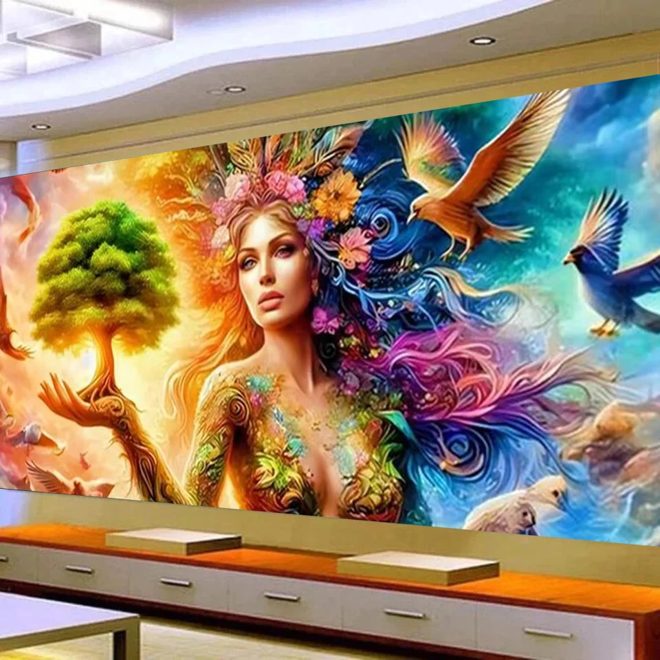 Фея Majestic Древо Жизни Алмазная Картина Сюрреалистический Фэнтези Пейзаж Женщина