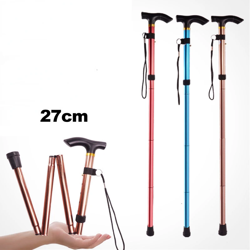 

Walking stick telescopic baton Outdoor Hiking trekking poles Aluminum Alloy Metal Folding Walking Cane Hiking Accessories