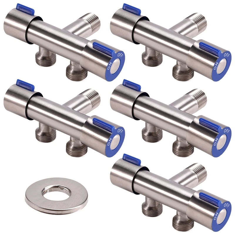 5 шт. двойной контроль 1 в 2 угловой клапан для ванной комнаты туалета стиральная