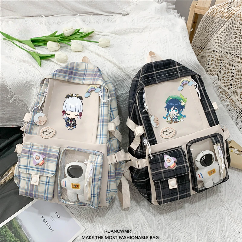 

Game Genshin Impact Zhongli Xiao Venti Merch Student Schoolbag Unisex Japanese Korean Style Canvas Backpack Trend Travel Bag Ins