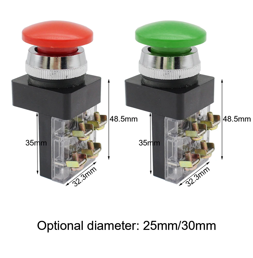 

250V 6A Bowl cut switch knob 30mm 25mm 2-position/3-position selector button switch 1NO TBM-25 TBM-30