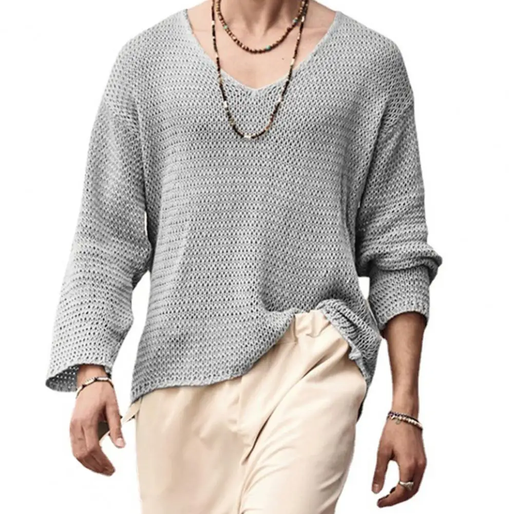 

Men 2023 Spring V Neck Rib Bottoming T-shirts Pullover Autumn Long Sleeve Slim Fit Tees Tops Simple Casual Plain Thin Knit Shirt