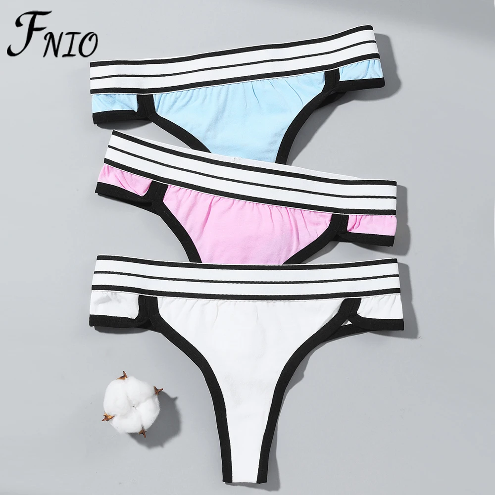 FNIO 3PCS/lot Sexy Cotton Panties Women's Comfortable Soft Thong Lingerie Mid-rise Underwear Seamless Femme Underpants M-XL