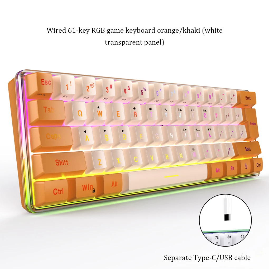 

RGB Wired Mechanical Keyboard 61 Keys Game Key Board Replacement Accessories