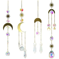 set of 4 moon sun hoop rainbow crystal pendant indoor decorative wind chimes outdoor garden decoration chime sun catcher