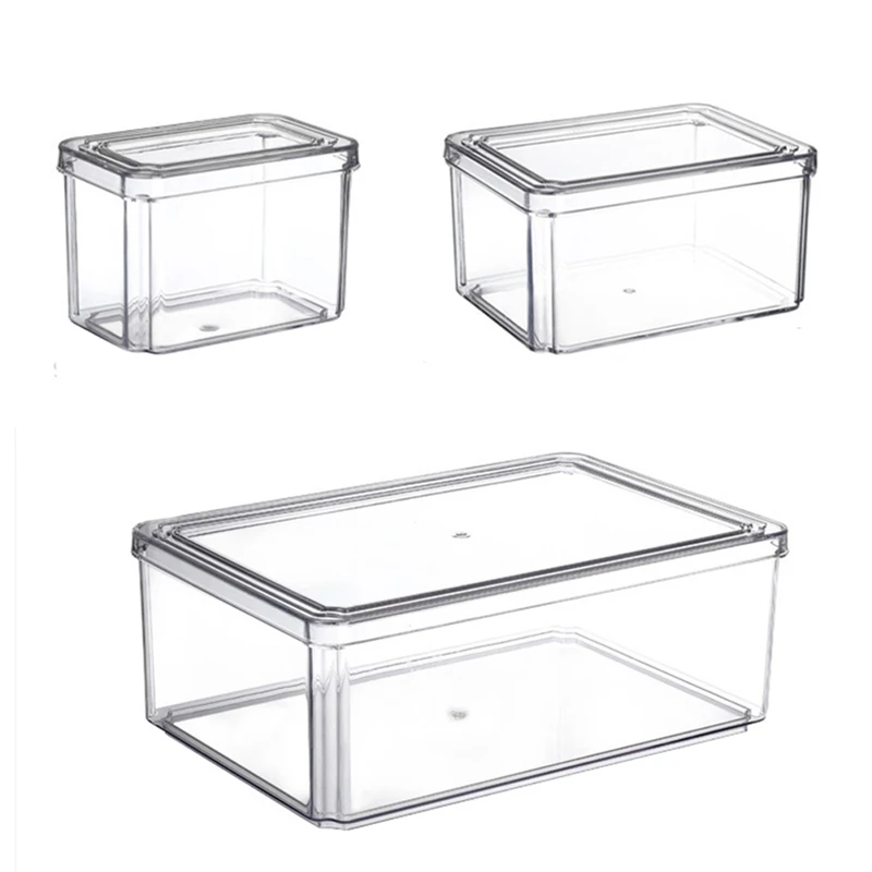 

3Pcs Refrigerator Food Storage Containers with Lid Kitchen Freezer Seal Bin for Vegetable Fruit Meat Fresh Box Organizer