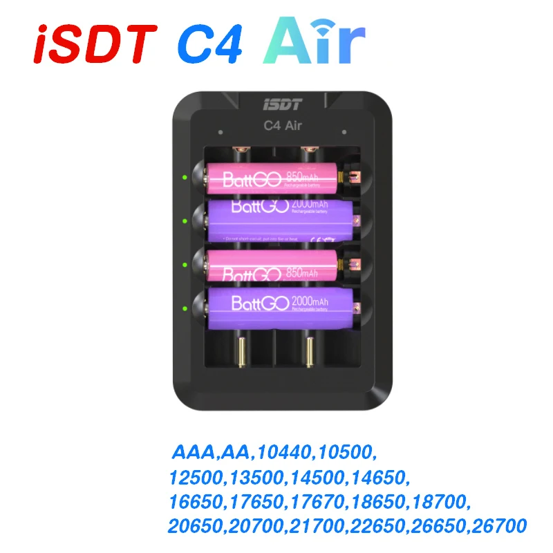 

C4 Air USB Type-C Charger 6-Bay 4A Universal Battery Smart Charger with APP Connection for AA AAA Li-ion Rechargeable Batteries