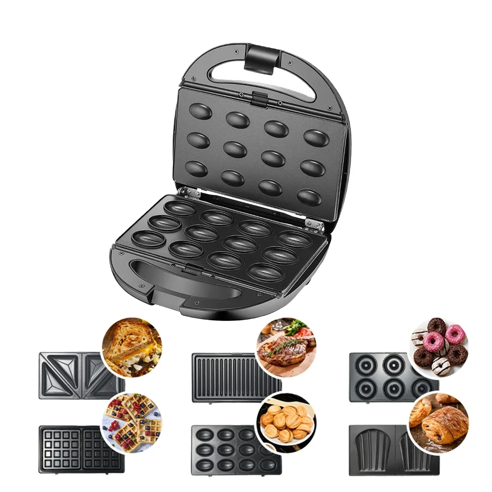 Купи XEOLEO 6 In-1 Electric Waffle Maker Grill Sandwich Cake Waffle Machine Kitchen Appliances Multibaker Breakfast Machine за 8,573 рублей в магазине AliExpress