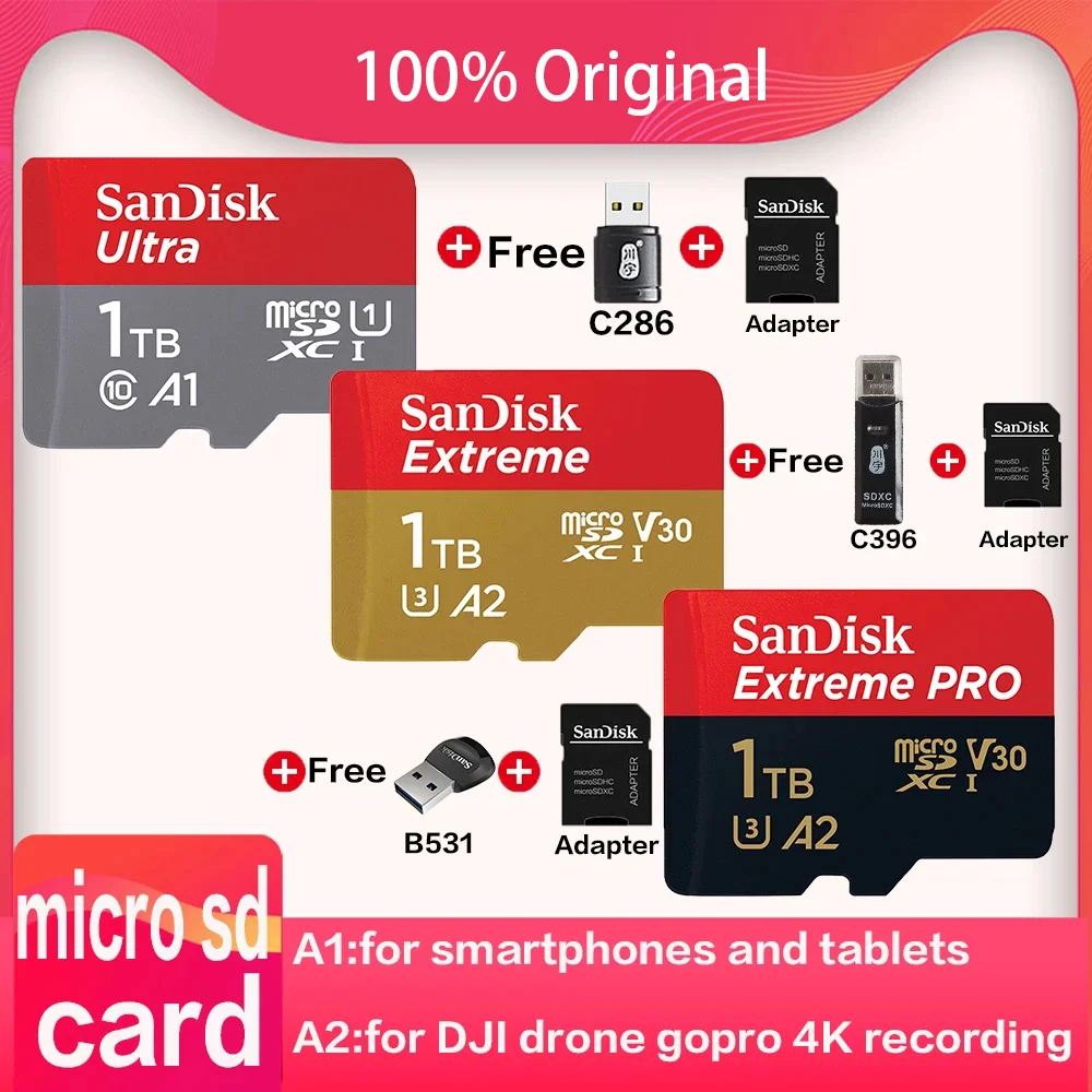 Карта памяти Sandisk Ultra Extreme PRO A2 U3 V30 ТБ 512 ГБ 400 256 128 64