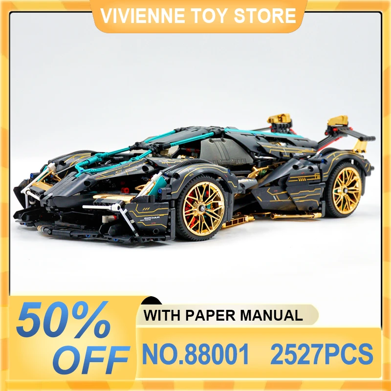 MOYU 88001 технический Супер гоночный автомобиль строительные блоки MOC RC V12 модель