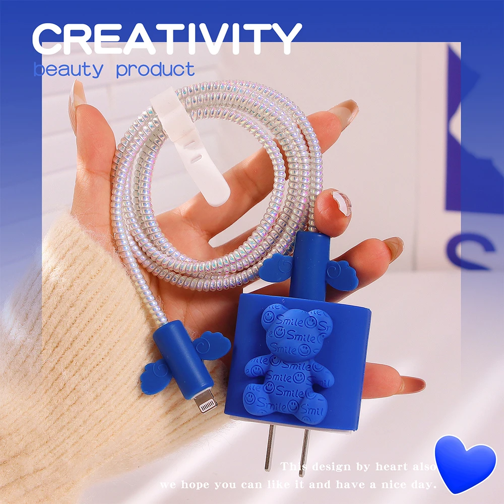

Klein Blue Data Cable Protective Sleeve Mobile Phone Charger Head Anti-fall And Dirt-resistant Suitable For Apple 20W Universal