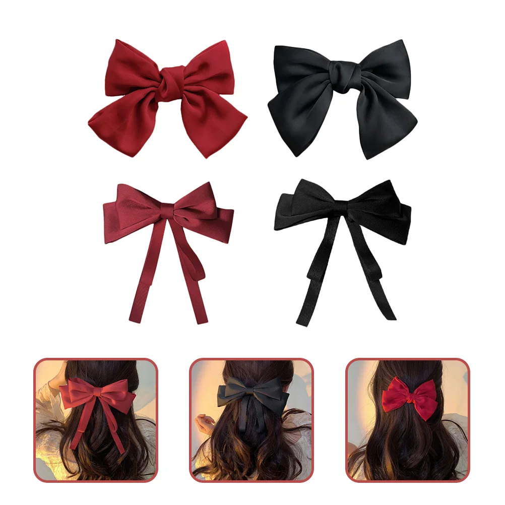 

4pcs Bow Hair Clips Decorative Hair Clips Bow Hairpin for Long Hair