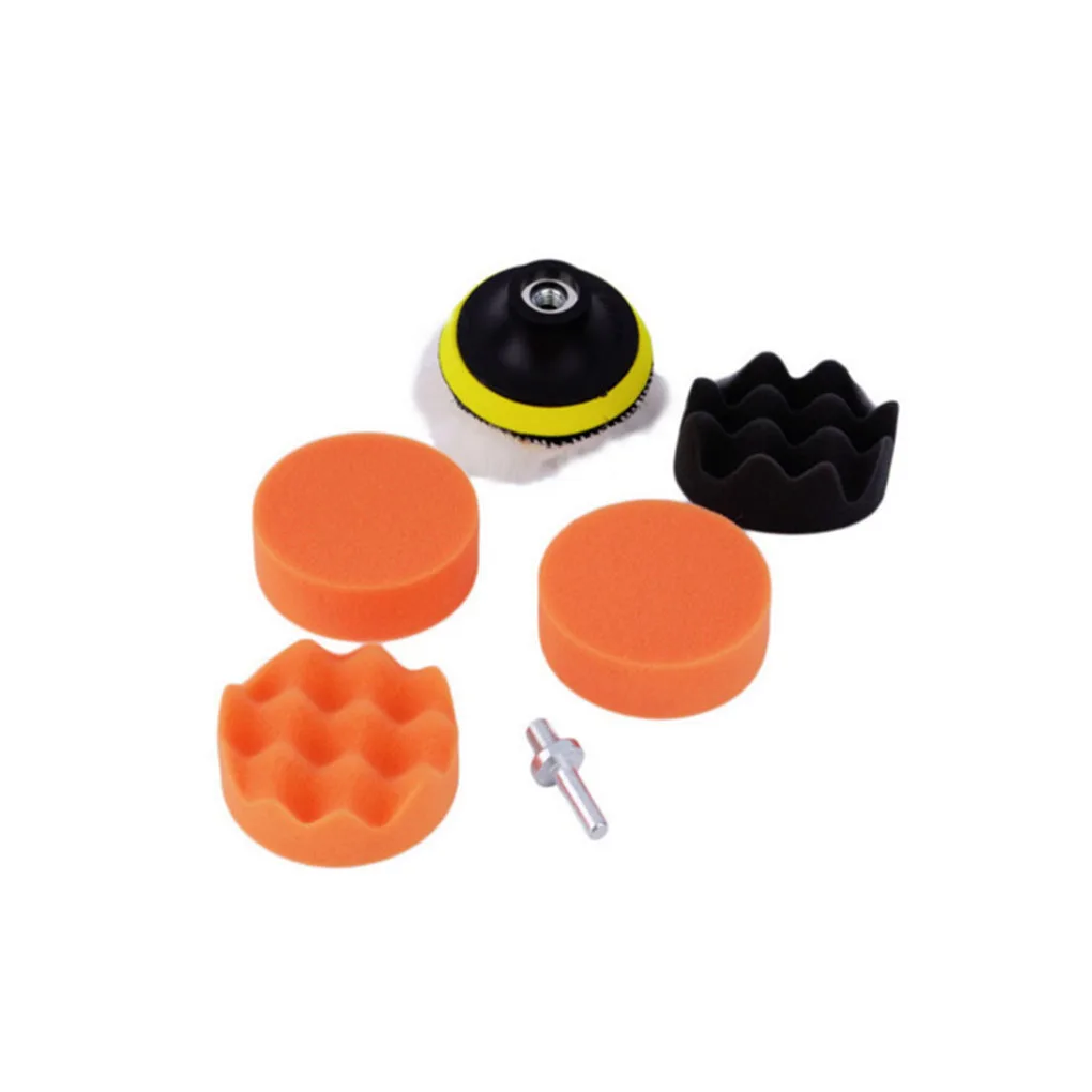 

7 Pieces Set Car Waxing Pad Self-adhesive Round Automotive Vehicle Furniture Coating Polishing Buffing Disc Tool